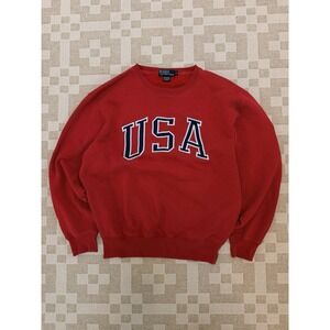 Vintage Polo Ralph Lauren USA Embroidered Red Sweatshirt Size Small 90s